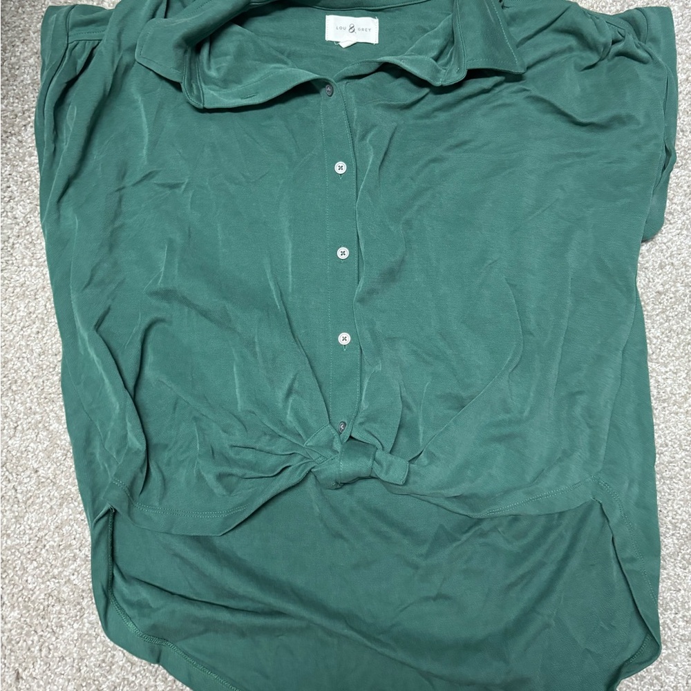 Lou & Grey Forest Green Button-Down Shirt